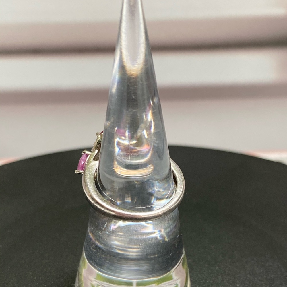 Genuine Ruby Ring Solid 925 Sterling Silver 3 Sto… - image 6